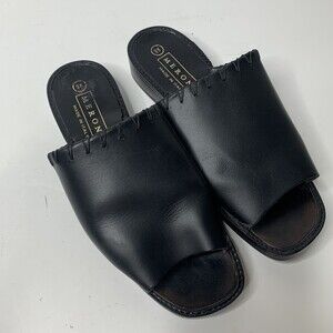 Vintage Merona Black Leather Sandals Made In Italy